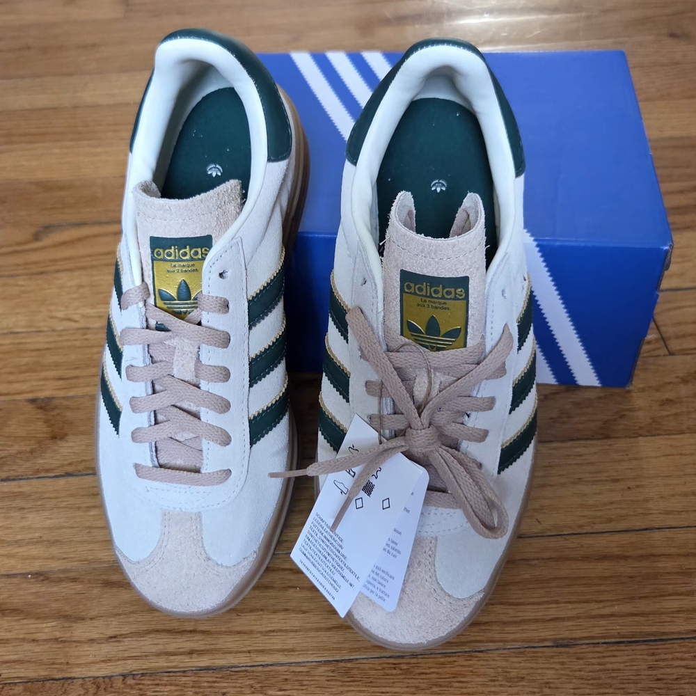 adidas White and Dark Green Sneakers